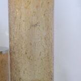 Photophore en verre craquelé ambré sur pied bougeoir en métal