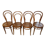 4 chaises bistrot Fischel en bois courbé et cannage