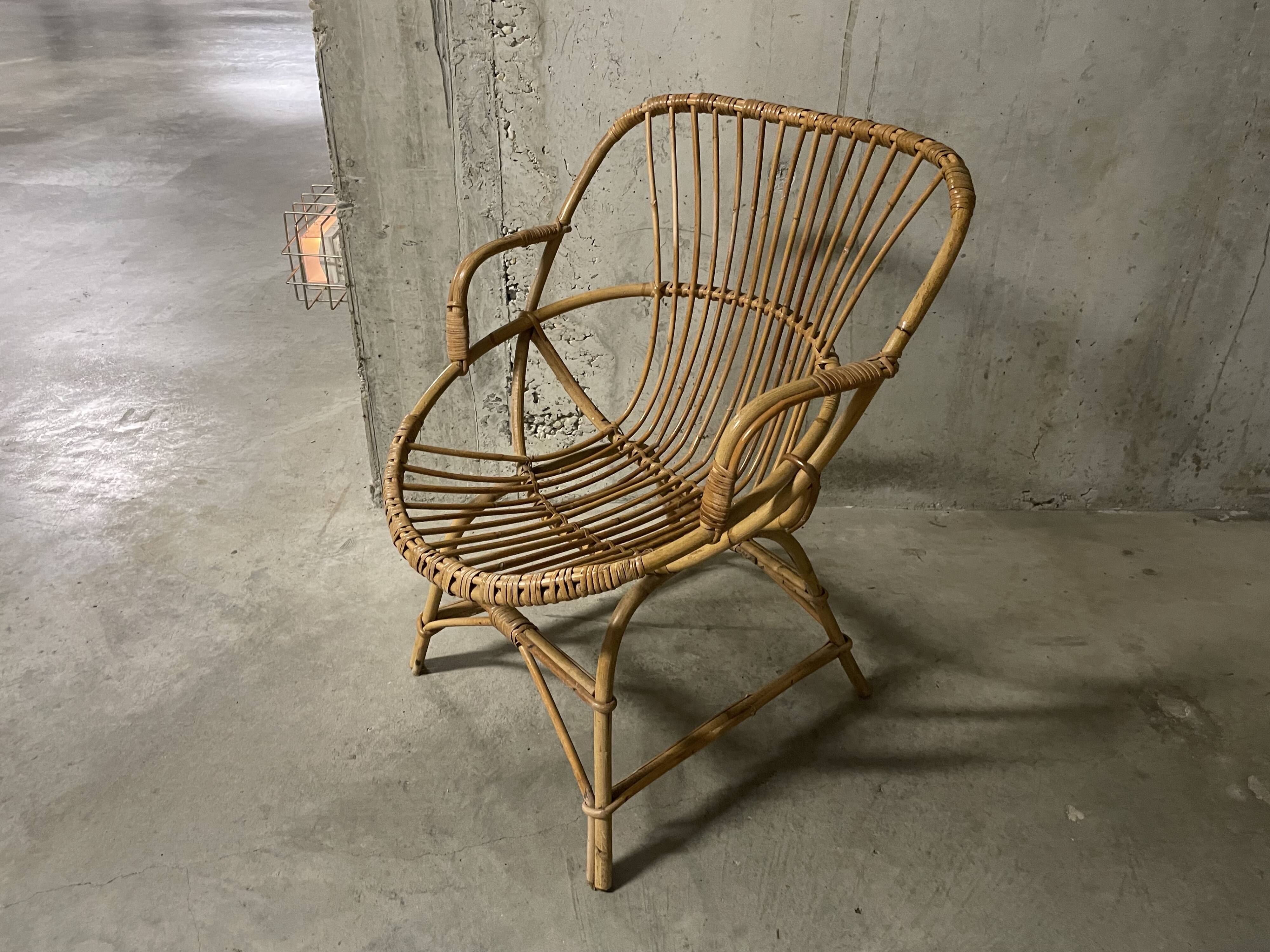 Fauteuil en rotin années 60