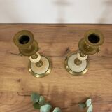 Onyx brass candle holders
