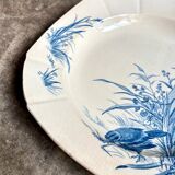Assiette creuse Gien en terre de fer bleue, service "Oiseaux" vers 1870 n°2