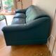 Blue Leather Sofa Oil Poltrona Frau Italy 1980s