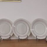 Set of 7 flat plates CERANORD St AMAND décor blue and red lines French Antique