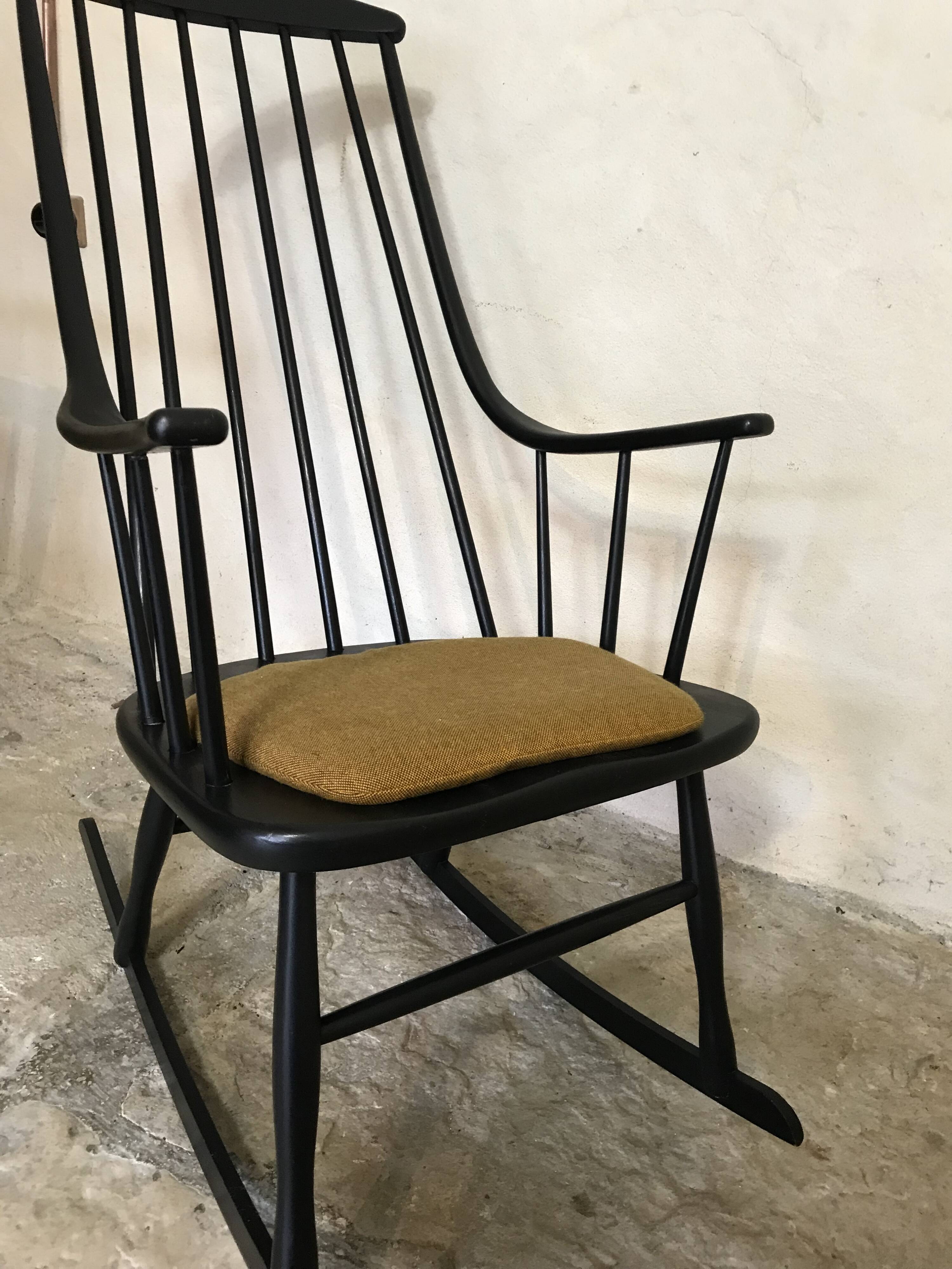 Grandessa Rocking Chair in Black Beech by Lena Larsson, 1960's