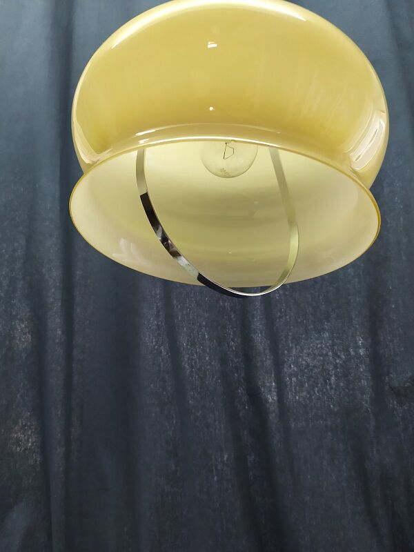 Hanging globe opaline adjustable in height 70s old vintage Brocanteespritdantan