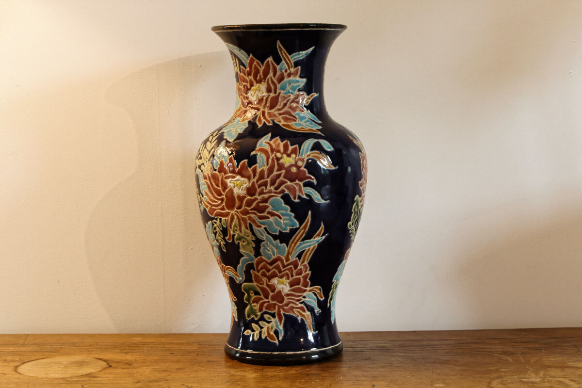 Enamelled ceramic flower vase