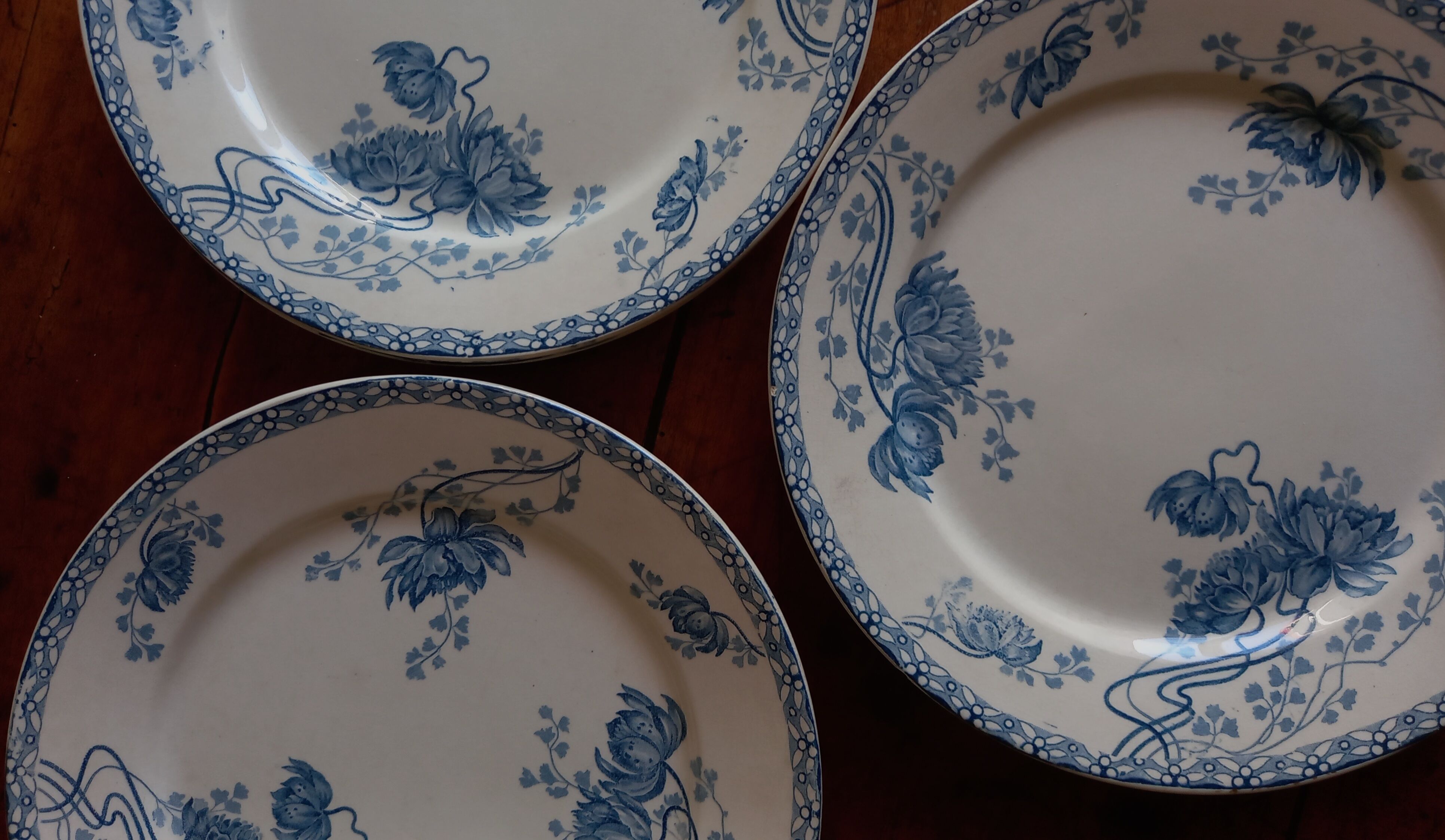 6 flat plates Sarreguemines Utzschneider & Cie model Royat