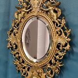 Bronze mirror napoleon III H39x23 decoration with putti and mascaron