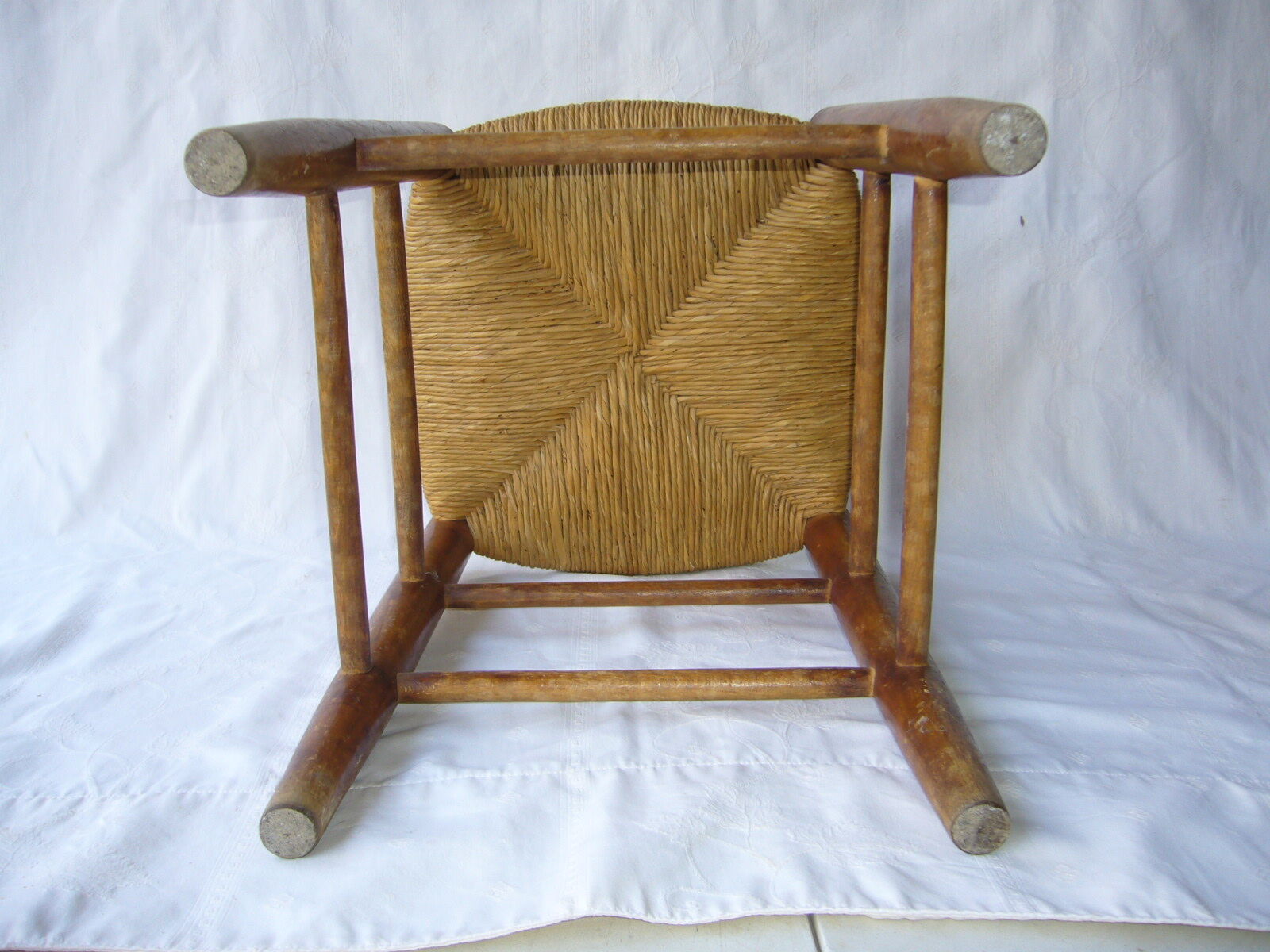 Wooden stool, mulched seat