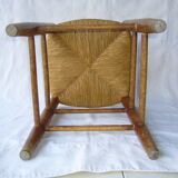 Wooden stool, mulched seat