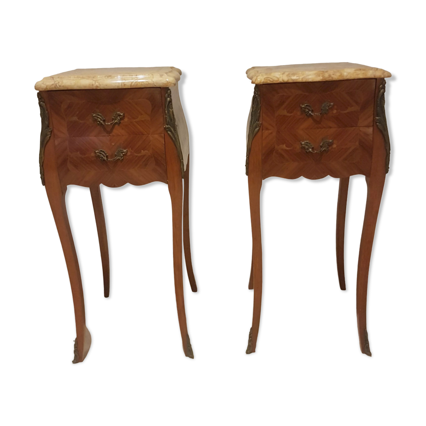 Pair of bedside tables marble top