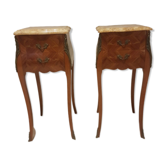 Pair of bedside tables marble top