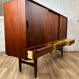 Vintage Scandinavian "highboard" sideboard in teak, 60s