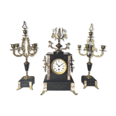 NAPOLEON III CLOCK + CANDLESTICKS