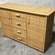 Vintage woven rattan and natural bamboo sideboard - Italy 1970s