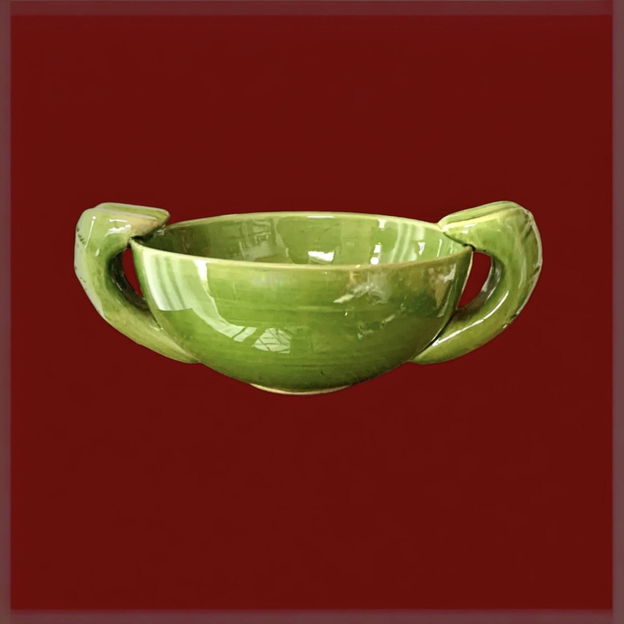 Vintage magazine rack in black metal, wood and rattan with ceramic ashtray