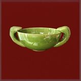 Vintage magazine rack in black metal, wood and rattan with ceramic ashtray