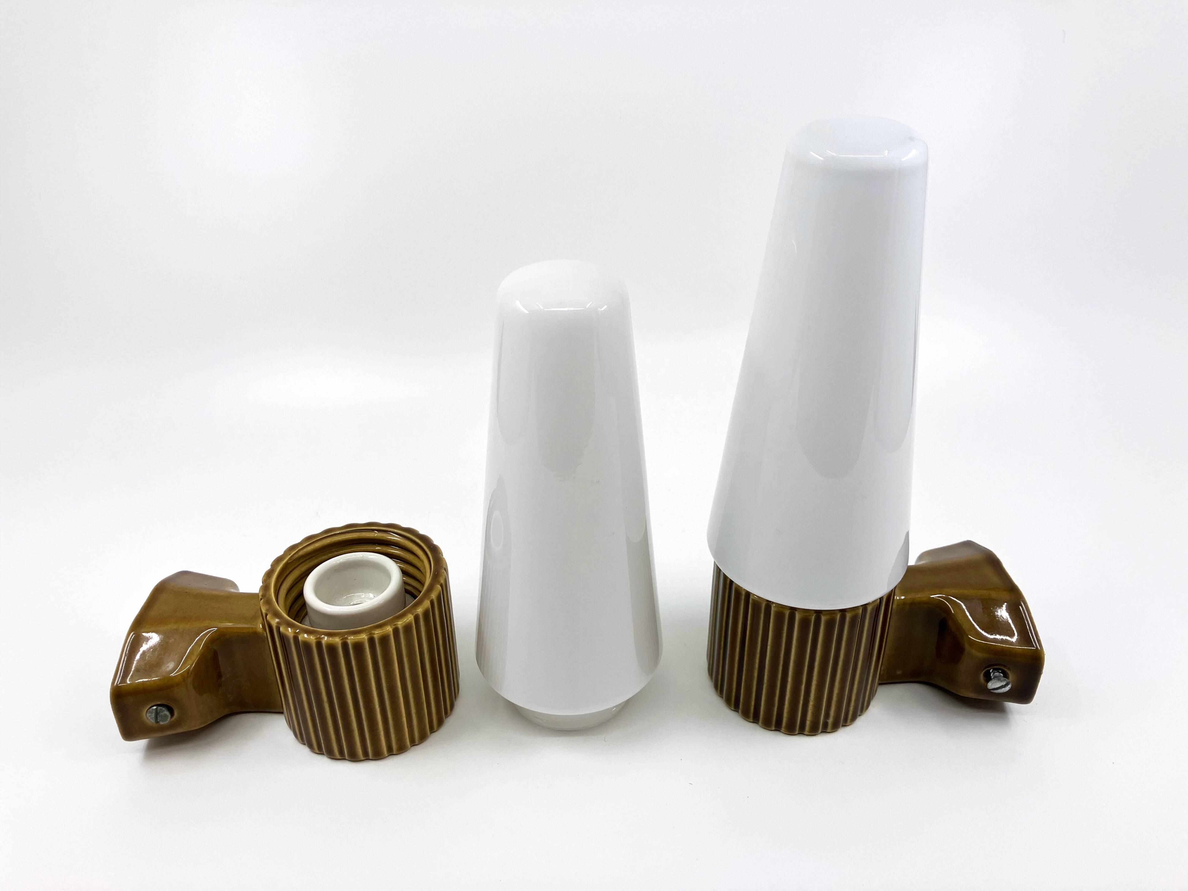 Ifö ceramic/opal glass wall lights • ref 6020 • Hans-Agne Jakobsson