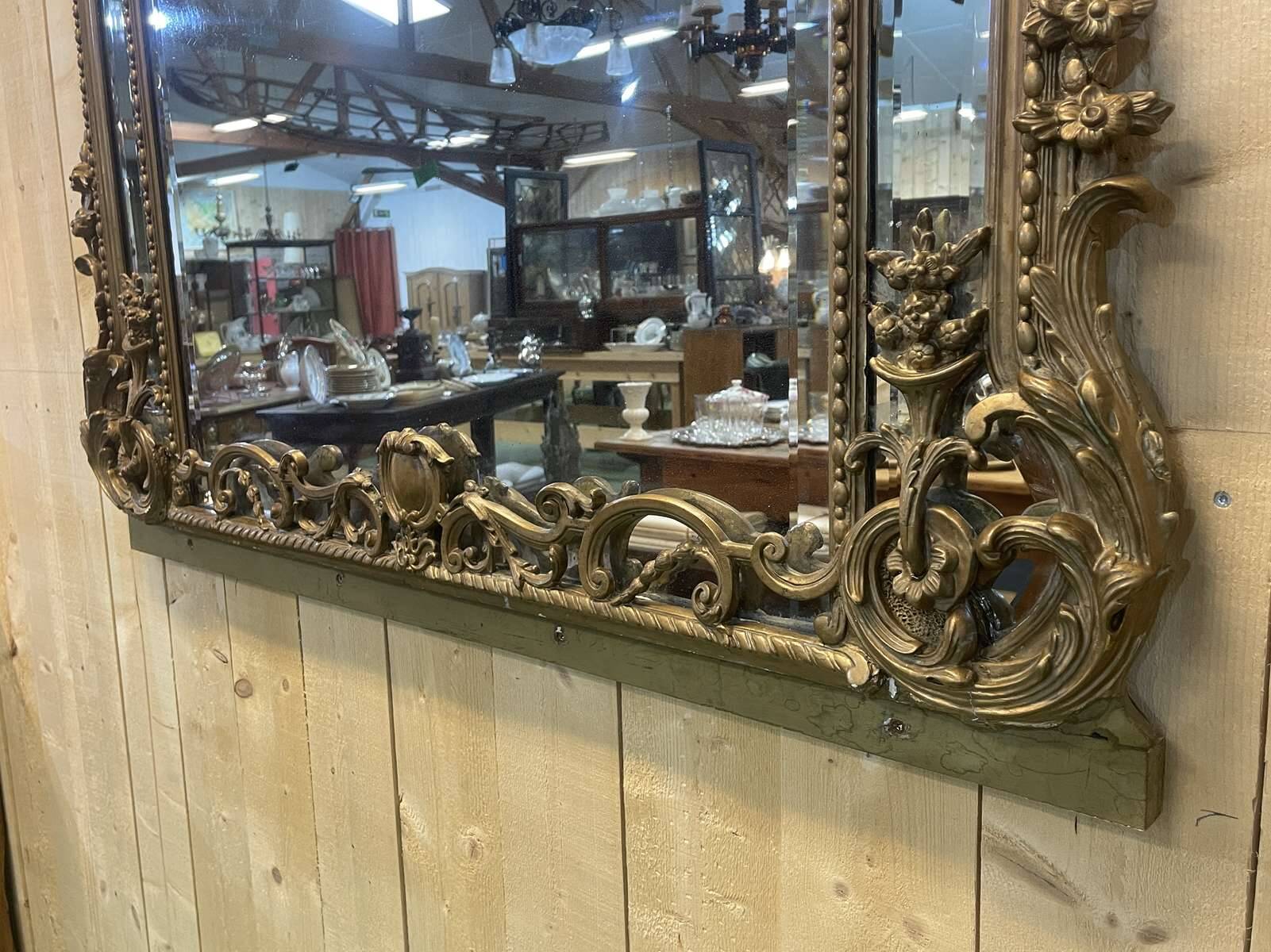 Large Louis XV style mirror with side panels, late 19th century