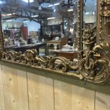 Large Louis XV style mirror with side panels, late 19th century