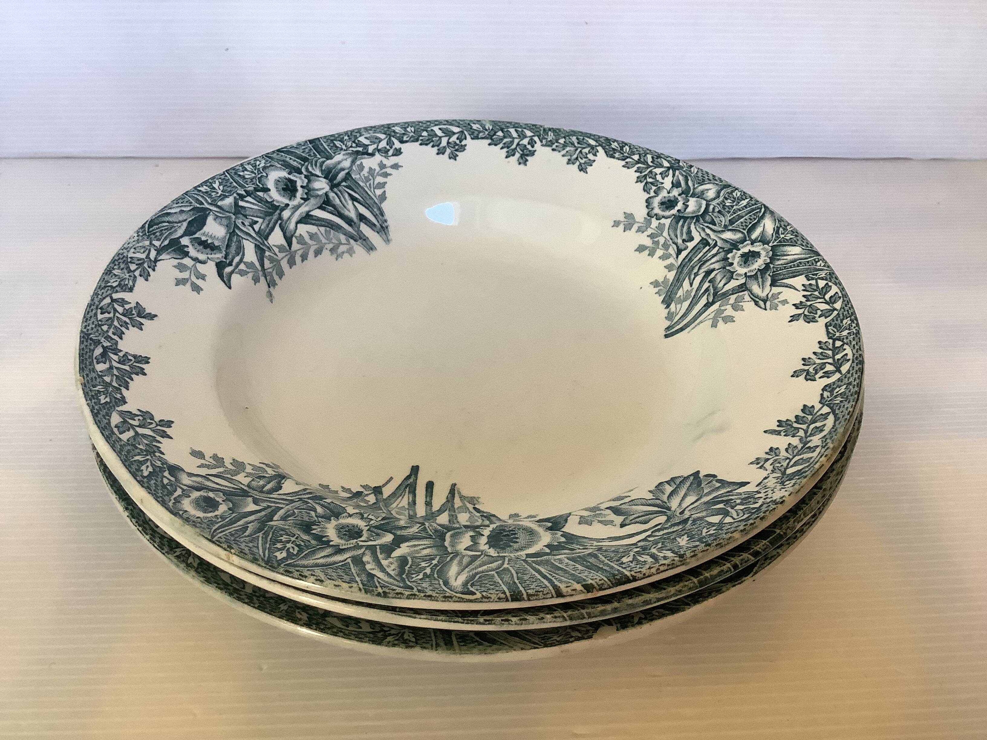 Trio of old Saint Amand narcissus model plates