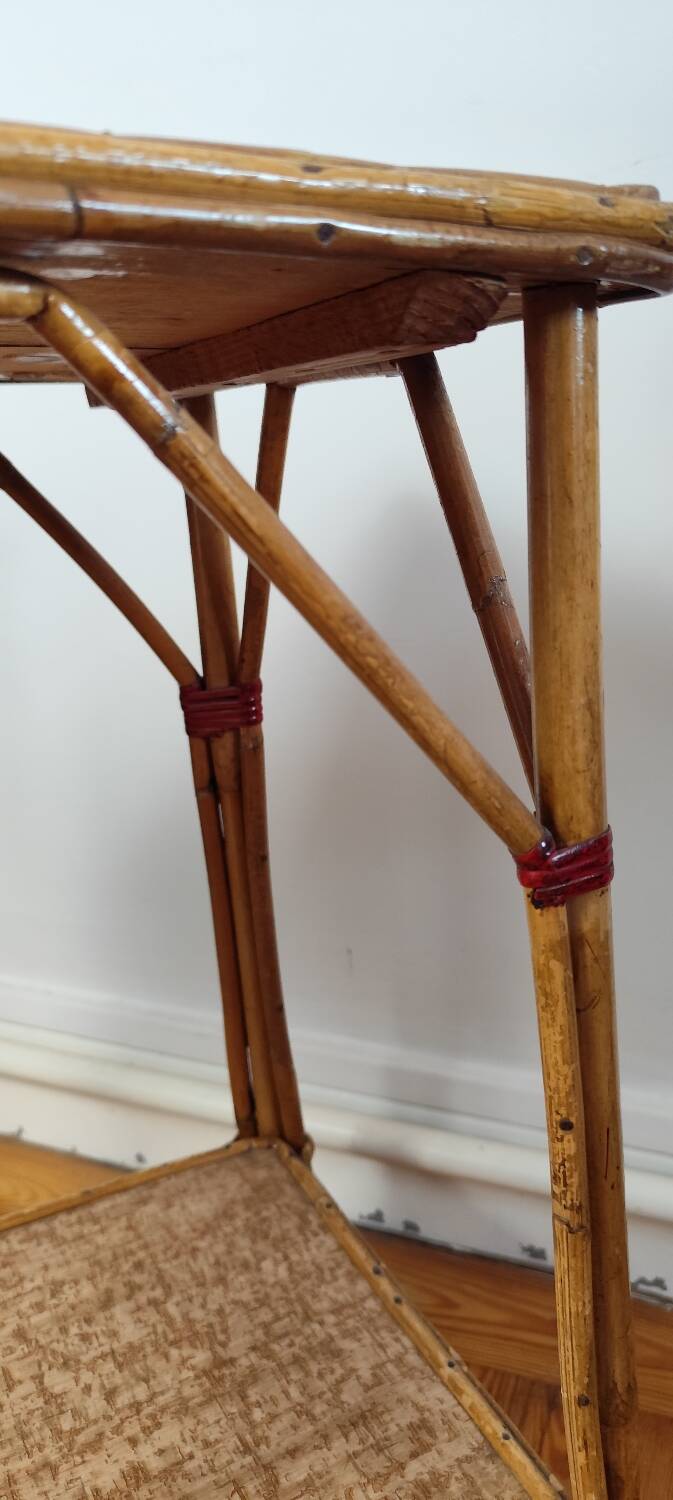 Rattan and cork side table