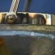 Mid Century Crackle Amber Glass Ice Bucket WMF With Ratan Handle