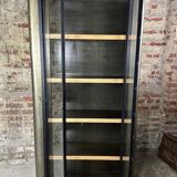 Bibliothèque /meuble de rangement en acier patiné et noire 1980