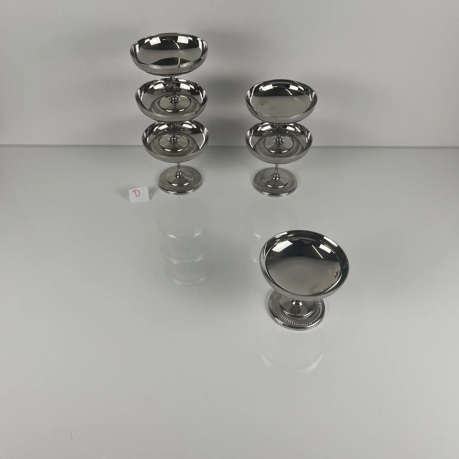 Lot de 6 coupes à glaces en métal, 1970 - Modèle D