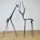 Duo gazelle and giraffe in brass 60 cm XXL vintage