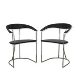 2 chaises en cuir et chrome italiennes