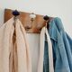 Vintage STYLE wall coat rack – purple metal and ceramic hooks