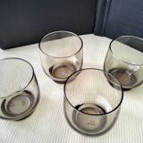 4 vintage shell smoked glass glasses