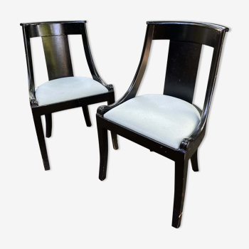 Set of two black lacquered chairs