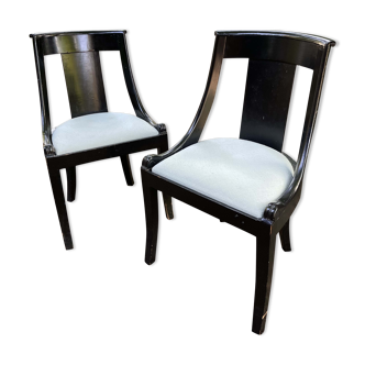 Set of two black lacquered chairs