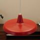 Danish red metal pendant lamp, industrial style, 1960s