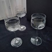 3 cut crystal white or rosé wine glasses