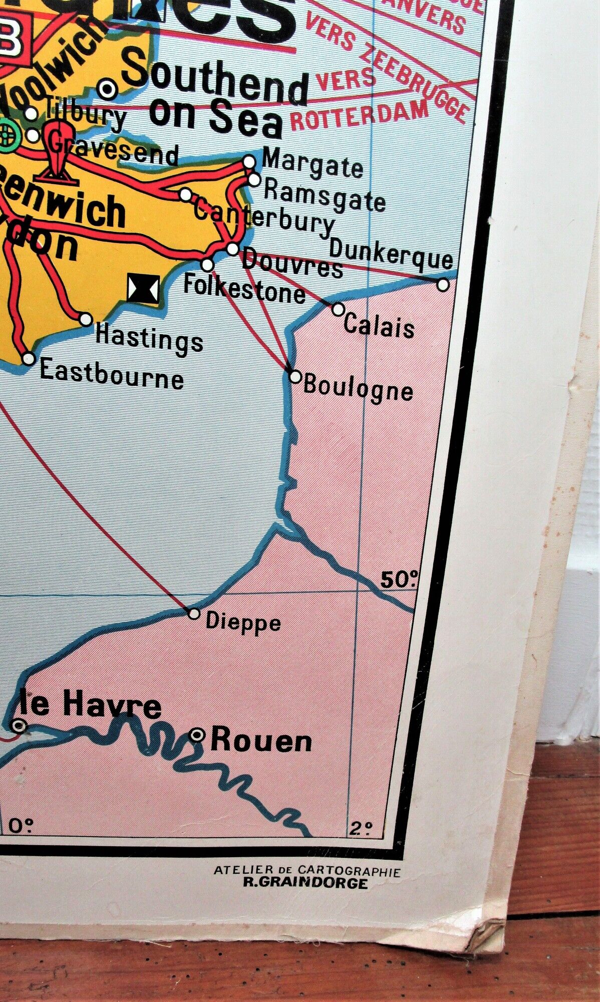 School map British Isles England Hatier n°58 and 58bis By Edouard Bruley years 60-70