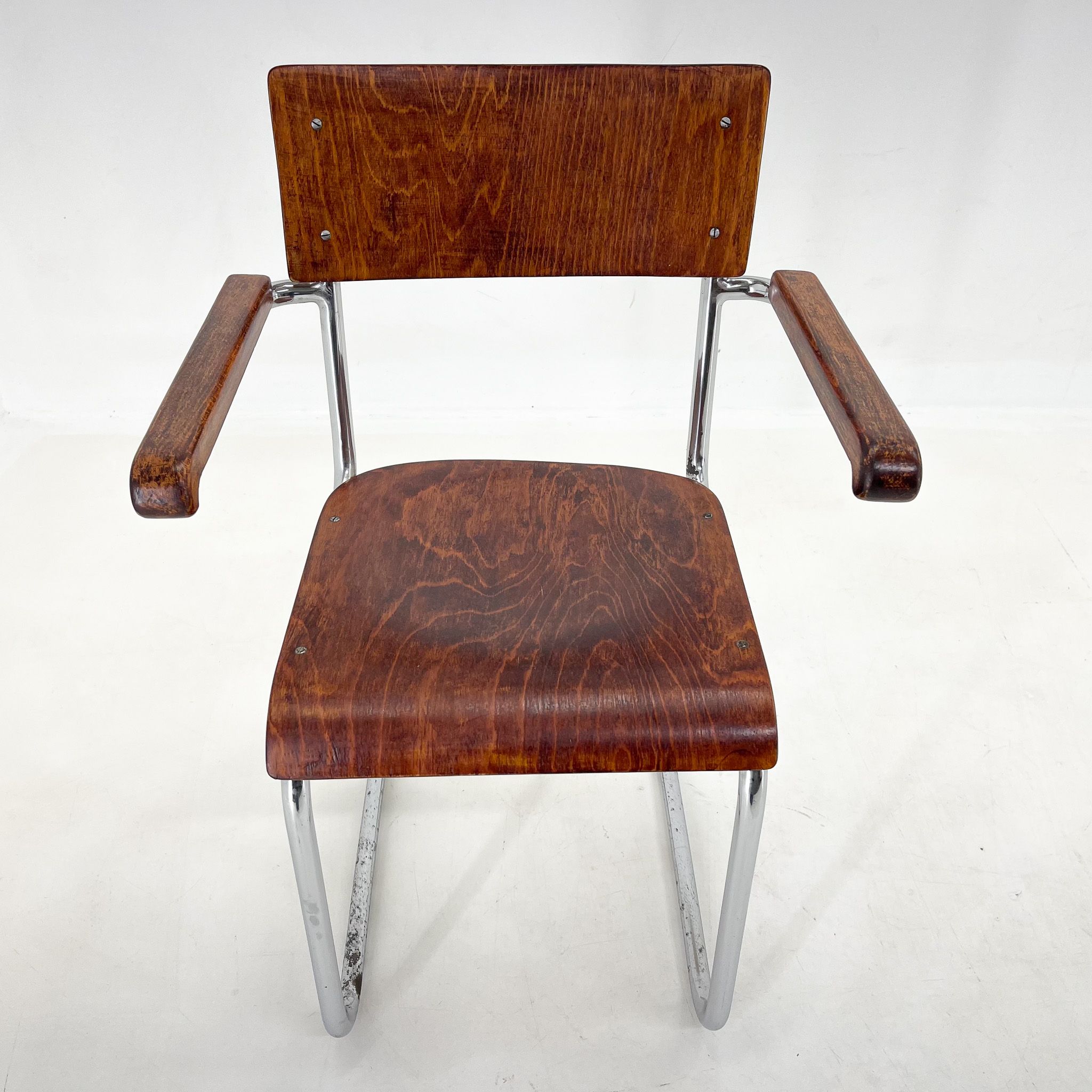 1960's Chrome Tubular Chair with Armrests