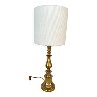 Brass and velvet lamp