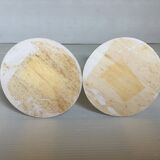 Paire de bougeoirs en bois peint