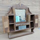Art Deco Burmese Teak Barber Shelf Mirror