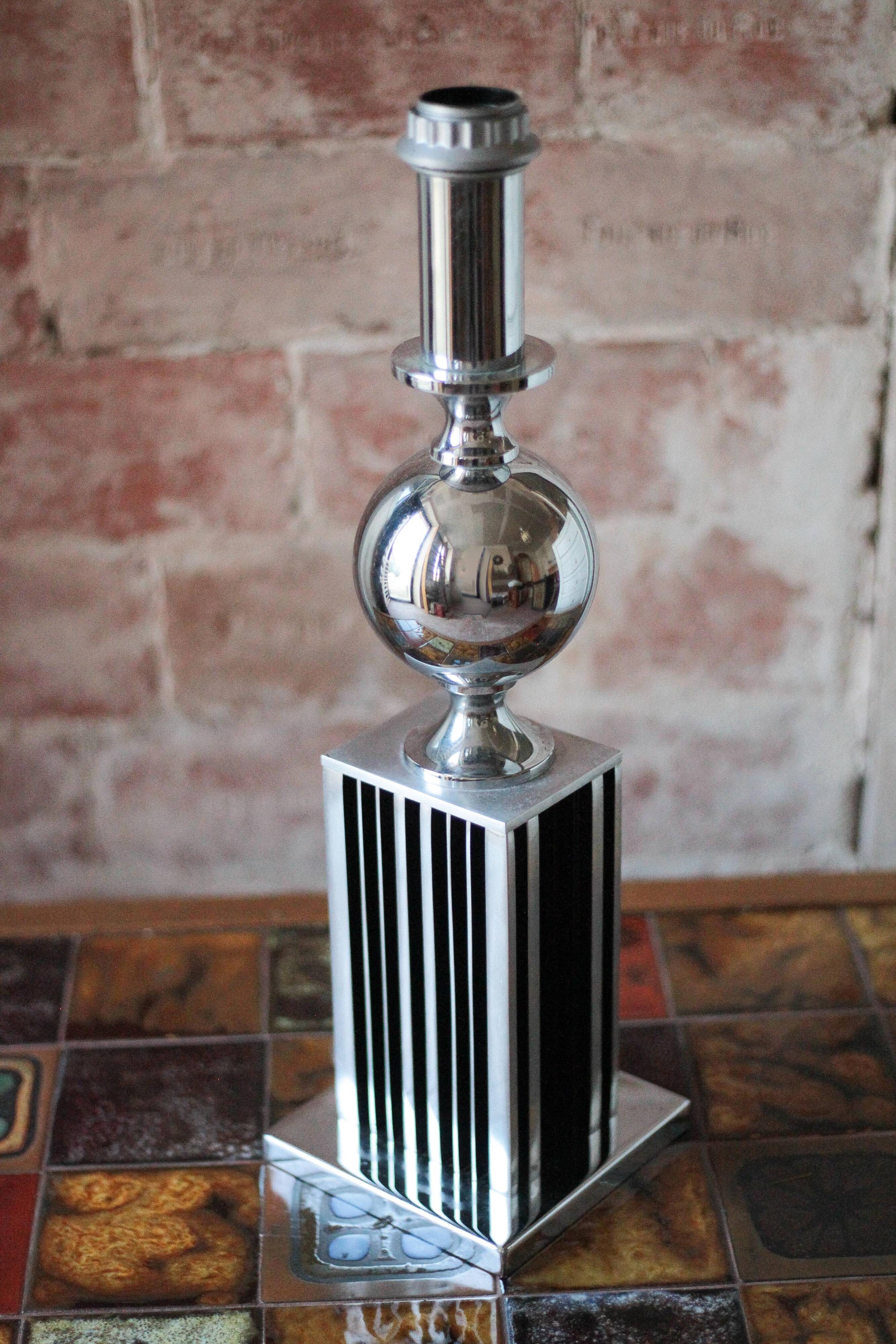 Large floor lamp from Maison Barbier, chrome Bauhaus design lamp.