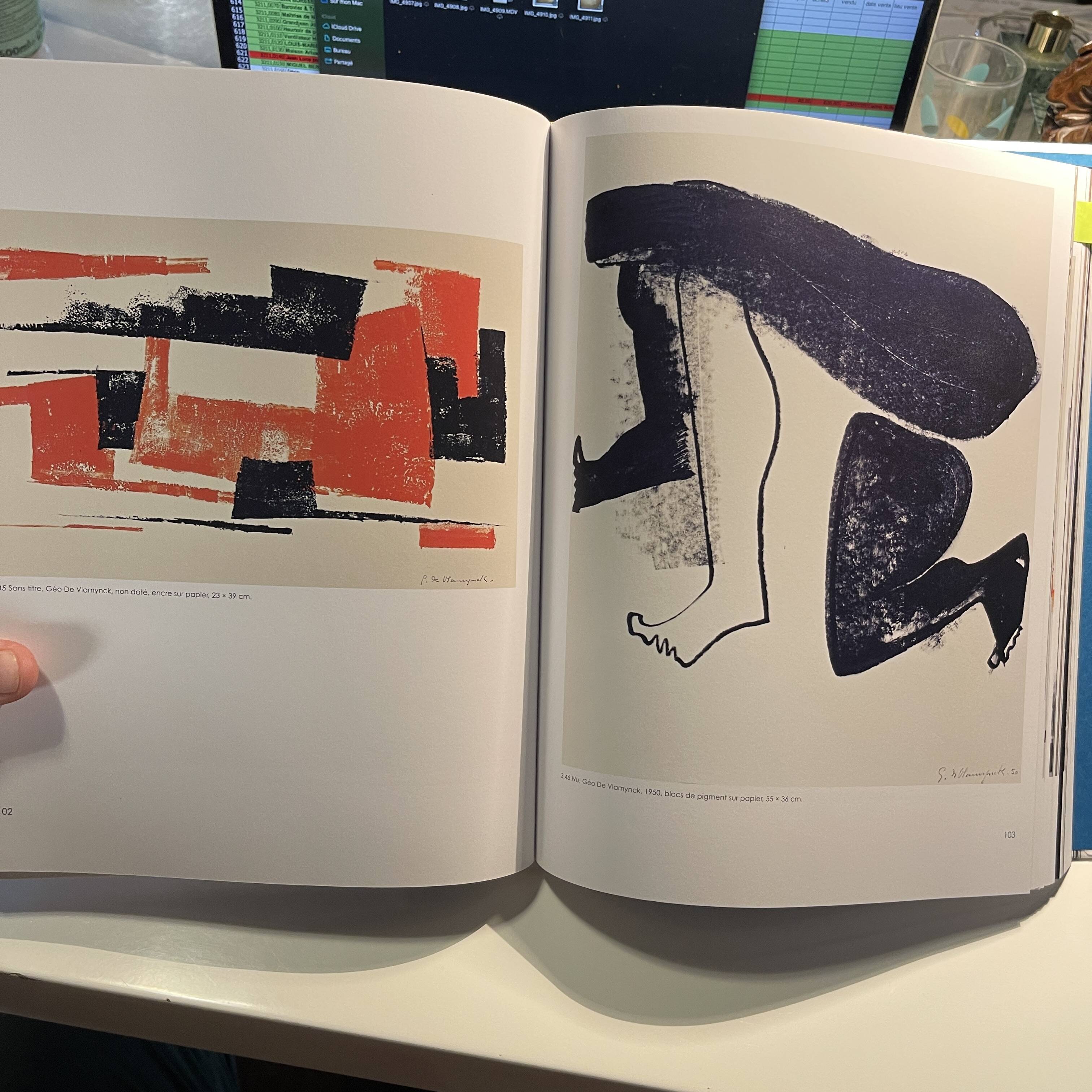 Abstract painting, Georges (Géo) De Vlamynck, oil on panel, ca 1960