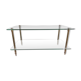 VINTAGE COFFEE TABLE, BRASS AND GLASS