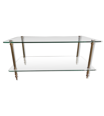 Table basse vintage laiton et verre