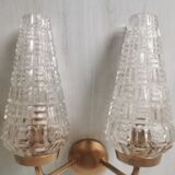 Vintage glass and brass applique