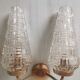 Vintage glass and brass applique