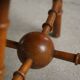 Turned wooden stool with leather seat, mid-20th century, Danish modern.