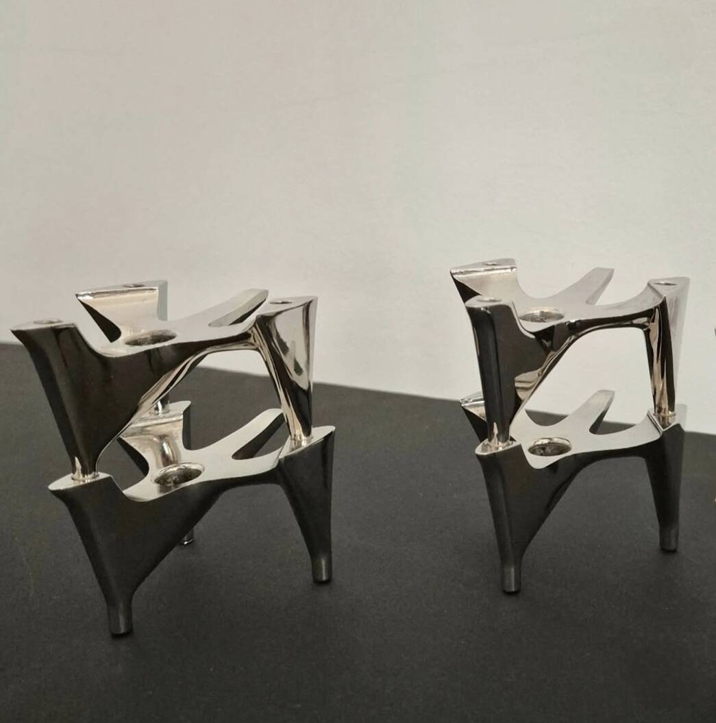 Vintage Fritz Nagel "Vogelflug" Chrome Candlesticks